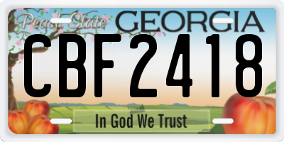 GA license plate CBF2418