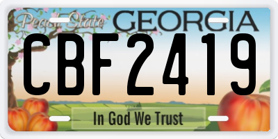 GA license plate CBF2419