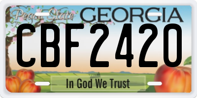GA license plate CBF2420