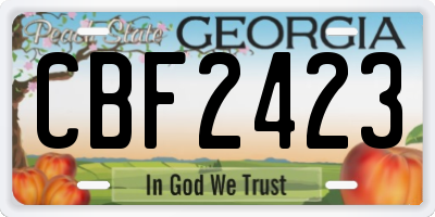 GA license plate CBF2423