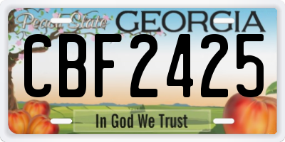 GA license plate CBF2425