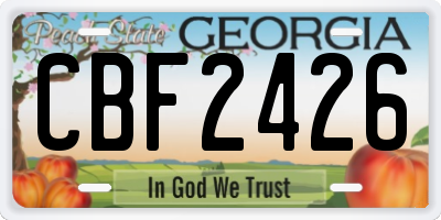 GA license plate CBF2426