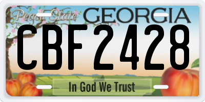 GA license plate CBF2428