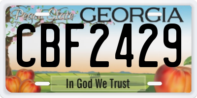 GA license plate CBF2429