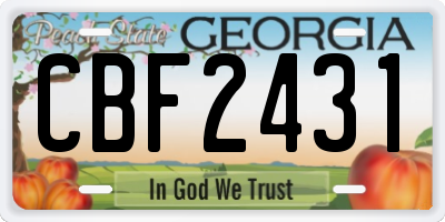 GA license plate CBF2431
