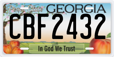GA license plate CBF2432