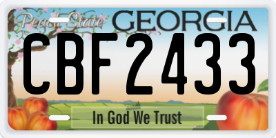 GA license plate CBF2433