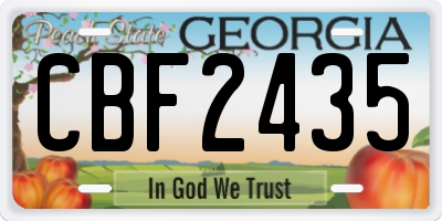 GA license plate CBF2435