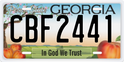 GA license plate CBF2441