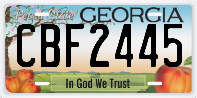 GA license plate CBF2445