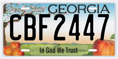 GA license plate CBF2447