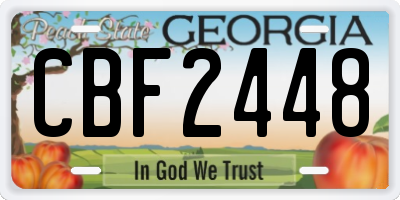 GA license plate CBF2448