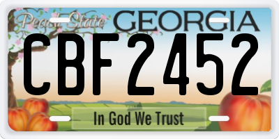 GA license plate CBF2452