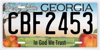 GA license plate CBF2453