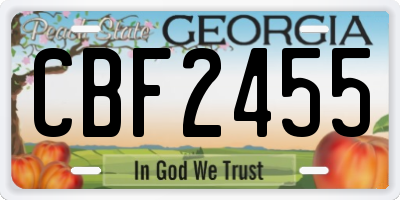 GA license plate CBF2455