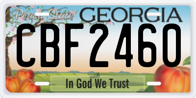 GA license plate CBF2460