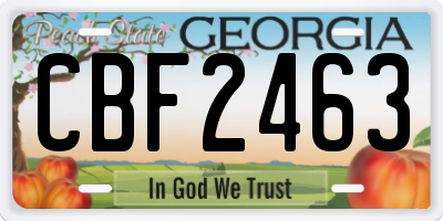 GA license plate CBF2463