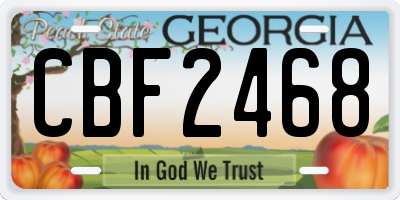 GA license plate CBF2468