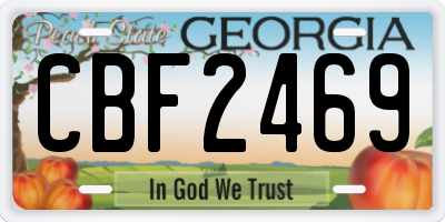 GA license plate CBF2469