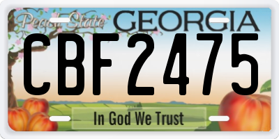 GA license plate CBF2475