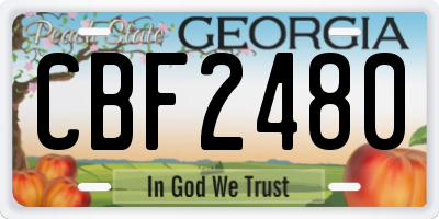 GA license plate CBF2480