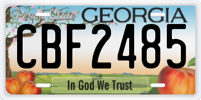 GA license plate CBF2485