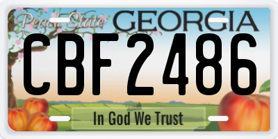 GA license plate CBF2486