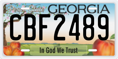 GA license plate CBF2489