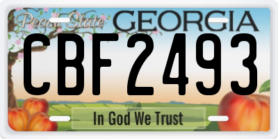 GA license plate CBF2493