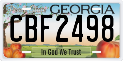 GA license plate CBF2498