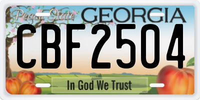 GA license plate CBF2504
