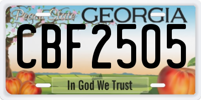 GA license plate CBF2505