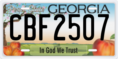 GA license plate CBF2507