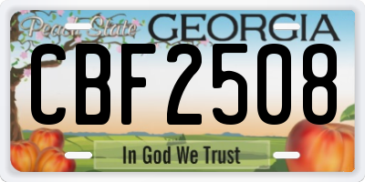 GA license plate CBF2508