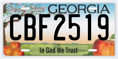 GA license plate CBF2519