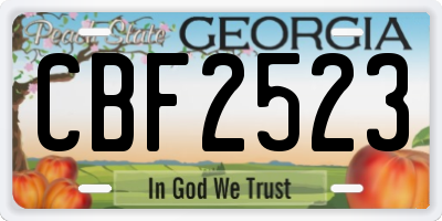 GA license plate CBF2523