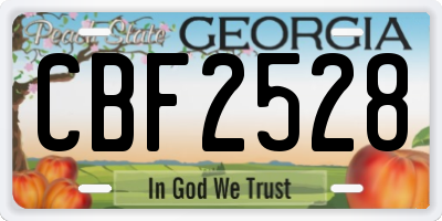 GA license plate CBF2528