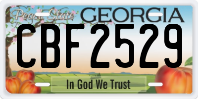 GA license plate CBF2529