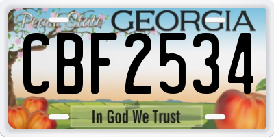 GA license plate CBF2534