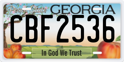 GA license plate CBF2536
