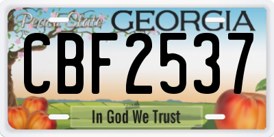 GA license plate CBF2537