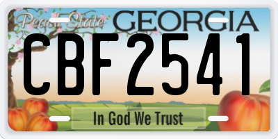 GA license plate CBF2541