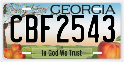 GA license plate CBF2543