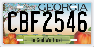 GA license plate CBF2546