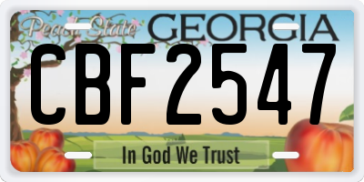 GA license plate CBF2547