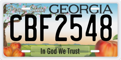 GA license plate CBF2548