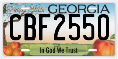 GA license plate CBF2550