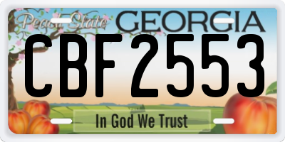 GA license plate CBF2553