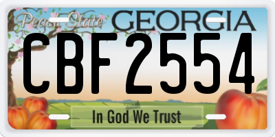 GA license plate CBF2554