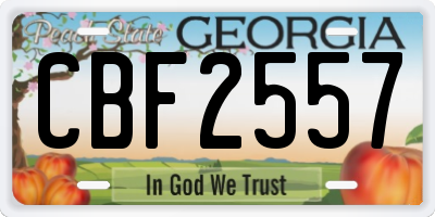 GA license plate CBF2557